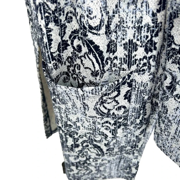 Clara Sun Woo Scroll Filigree Long Open Front Cardigan Blue‎ Gray Size Small - Picture 6 of 8